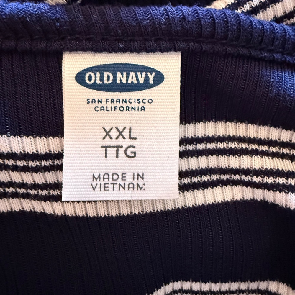 NWOT Old Navy Short Sleeve Navy & White Stripe Ribbed Dress in Size XXL - Picture 4 of 5